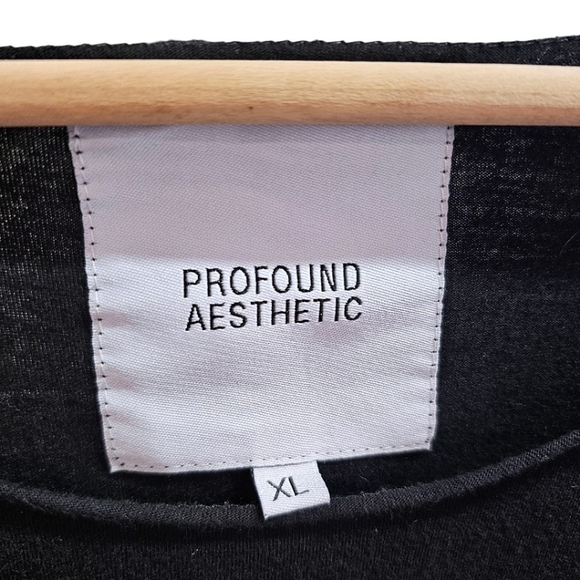 Profound Aesthetic Womens Black One Pocket Scoop Neck Tee Size XL Rolled Edge - Picture 9 of 10